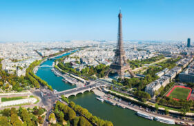 eiffel tower aerial view, paris